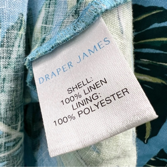 Draper James Puff Sleeve Linen Top Size 14 XL Preppy Tropical Print Fully Lined - Picture 10 of 11